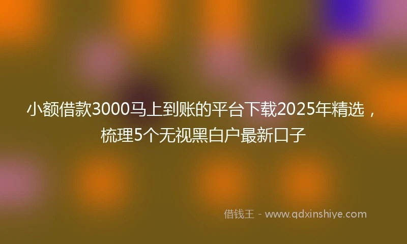 小额借款3000马上到账的平台下载2025年精选，梳理5个无视黑白户最新口子