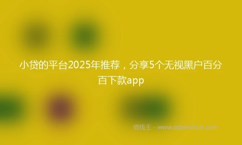 小贷的平台2025年推荐，分享5个无视黑户百分百下款app