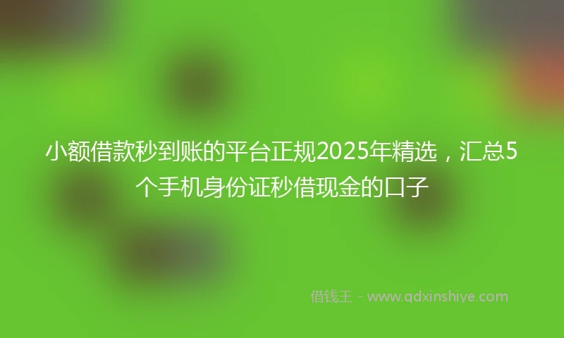 小额借款秒到账的平台正规2025年精选，汇总5个手机身份证秒借现金的口子
