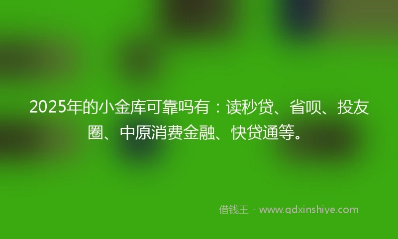 2025年的小金库可靠吗有：读秒贷、省呗、投友圈、中原消费金融、快贷通等。