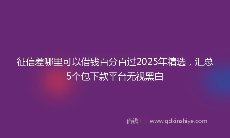 征信差哪里可以借钱百分百过2025年精选，汇总5个包下款平台无视黑白