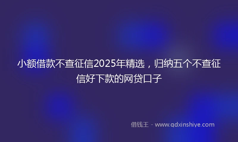 小额借款不查征信2025年精选，归纳五个不查征信好下款的网贷口子