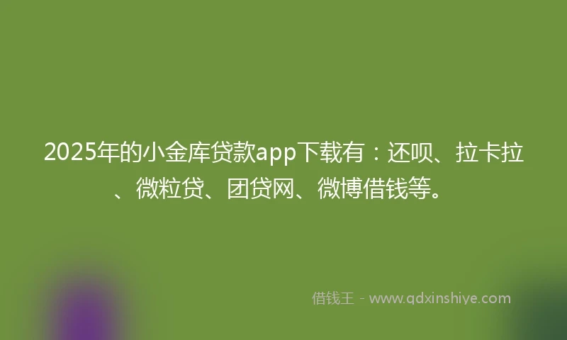 2025年的小金库贷款app下载有：还呗、拉卡拉、微粒贷、团贷网、微博借钱等。