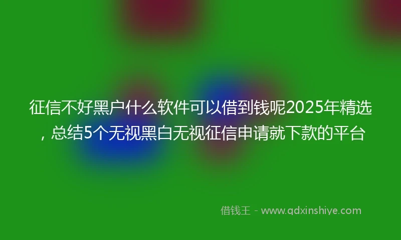 征信不好黑户什么软件可以借到钱呢2025年精选,总结5个无视黑白无视征信申请就下款的平台