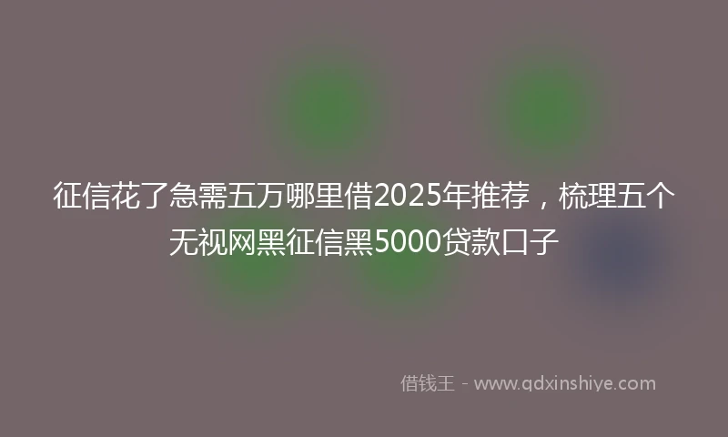 征信花了急需五万哪里借2025年推荐，梳理五个无视网黑征信黑5000贷款口子