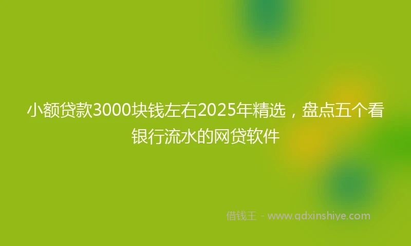 小额贷款3000块钱左右2025年精选，盘点五个看银行流水的网贷软件