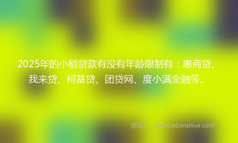 2025年的小额贷款有没有年龄限制有：惠商贷、我来贷、柯基贷、团贷网、度小满金融等。
