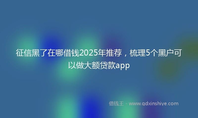 征信黑了在哪借钱2025年推荐，梳理5个黑户可以做大额贷款app