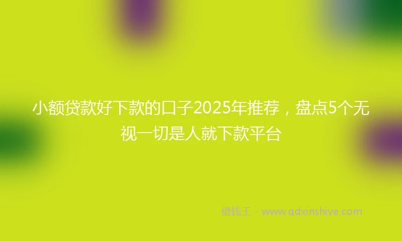 小额贷款好下款的口子2025年推荐，盘点5个无视一切是人就下款平台