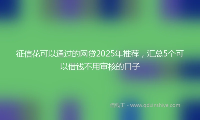 征信花可以通过的网贷2025年推荐，汇总5个可以借钱不用审核的口子