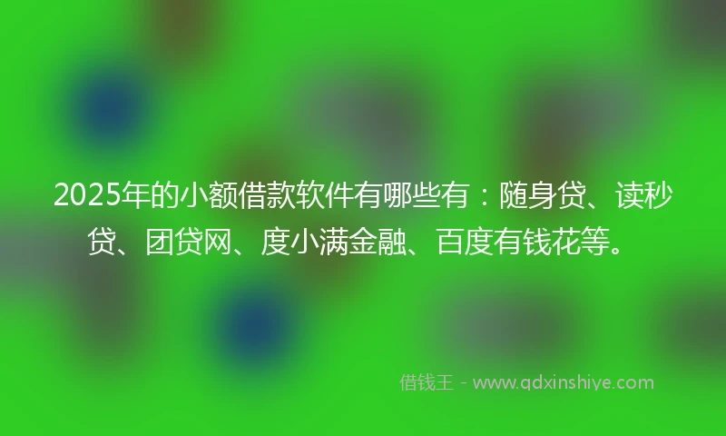 2025年的小额借款软件有哪些有：随身贷、读秒贷、团贷网、度小满金融、百度有钱花等。