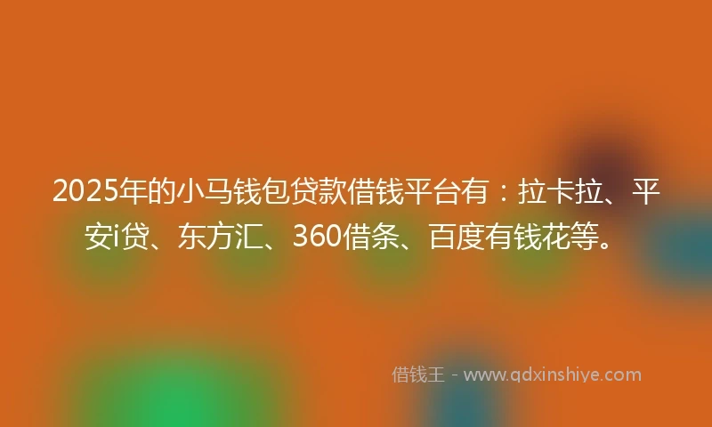 2025年的小马钱包贷款借钱平台有：拉卡拉、平安i贷、东方汇、360借条、百度有钱花等。