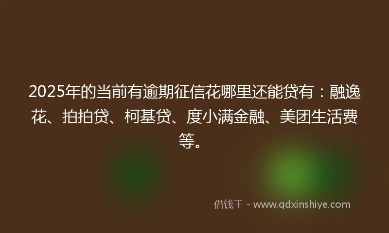 2025年的当前有逾期征信花哪里还能贷有：融逸花、拍拍贷、柯基贷、度小满金融、美团生活费等。