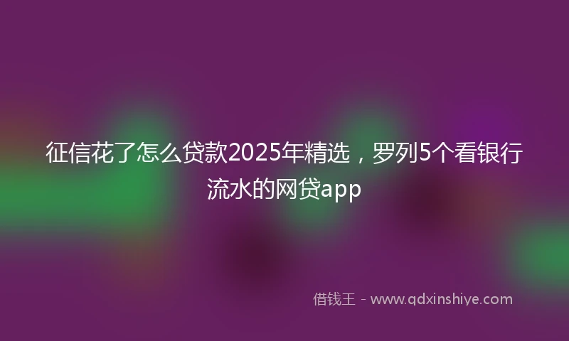 征信花了怎么贷款2025年精选，罗列5个看银行流水的网贷app