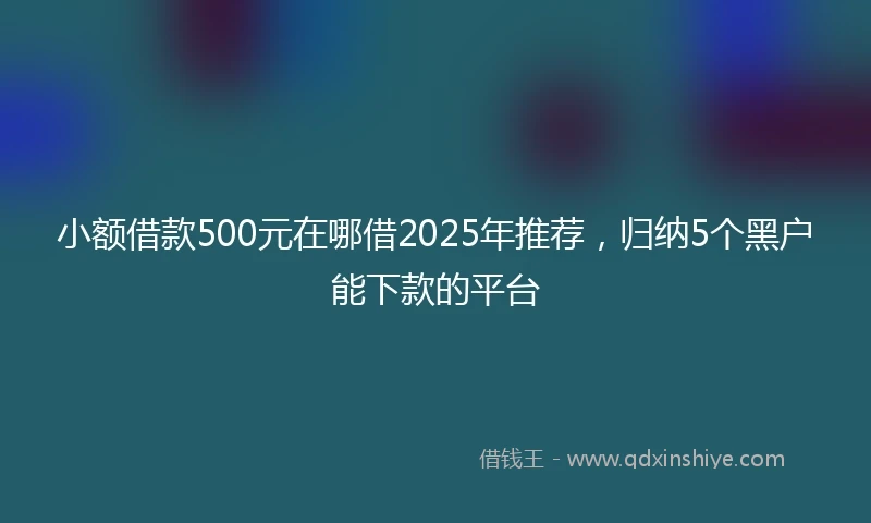 小额借款500元在哪借2025年推荐，归纳5个黑户能下款的平台