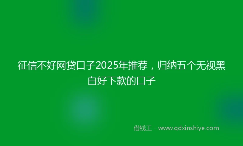 征信不好网贷口子2025年推荐，归纳五个无视黑白好下款的口子