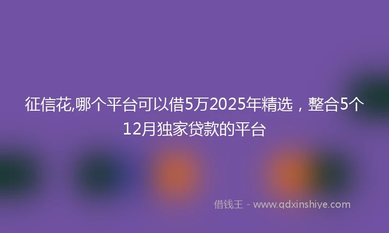 征信花,哪个平台可以借5万2025年精选，整合5个12月独家贷款的平台