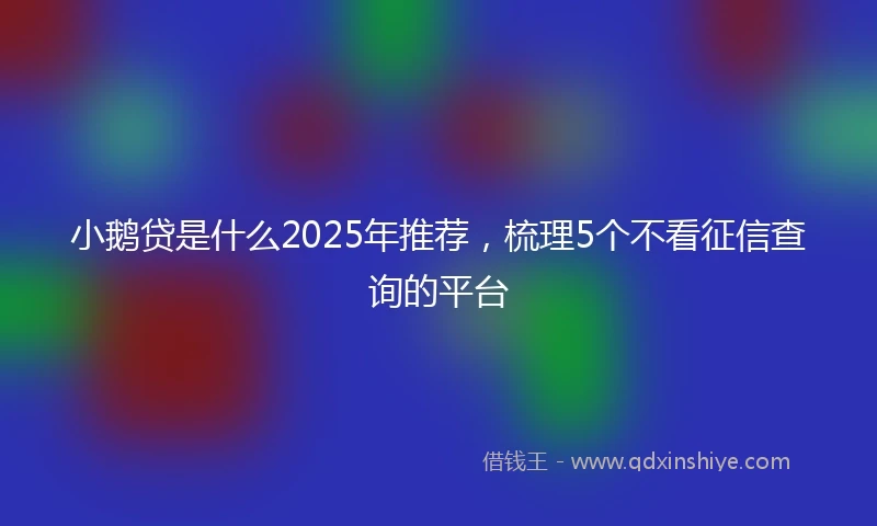 小鹅贷是什么2025年推荐,梳理5个不看征信查询的平台