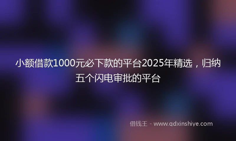 小额借款1000元必下款的平台2025年精选，归纳五个闪电审批的平台