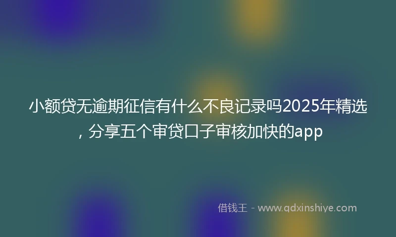 小额贷无逾期征信有什么不良记录吗2025年精选，分享五个审贷口子审核加快的app