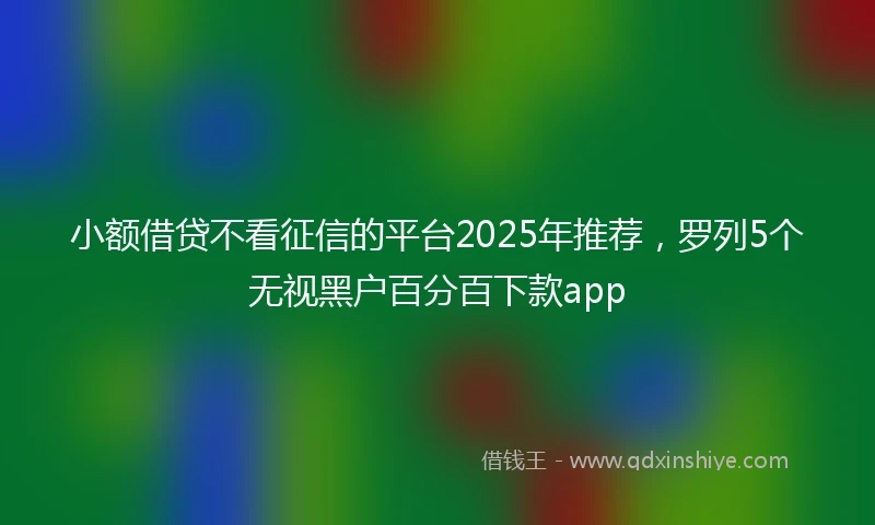 小额借贷不看征信的平台2025年推荐，罗列5个无视黑户百分百下款app