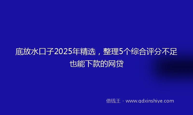 底放水口子2025年精选，整理5个综合评分不足也能下款的网贷