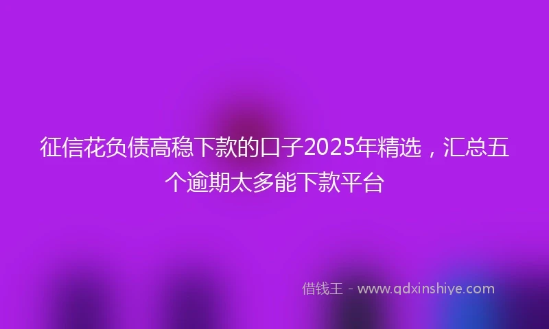 征信花负债高稳下款的口子2025年精选，汇总五个逾期太多能下款平台