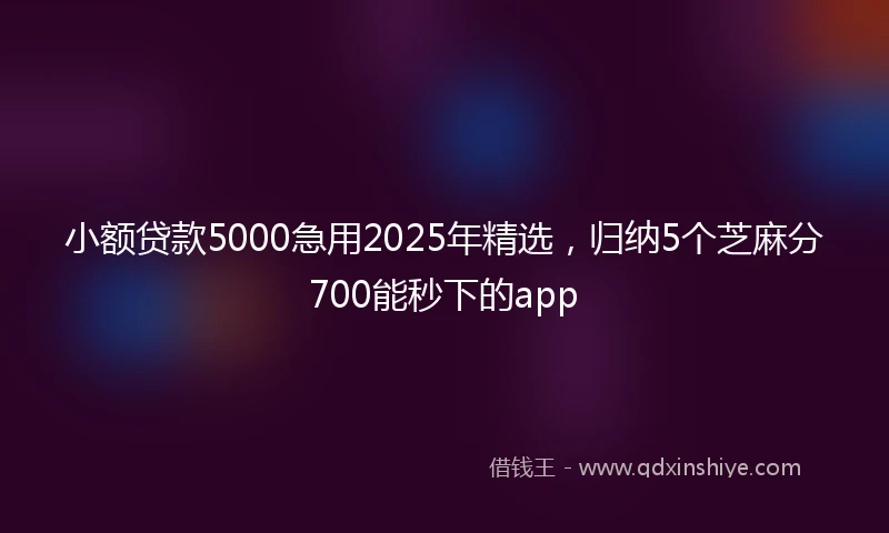 小额贷款5000急用2025年精选，归纳5个芝麻分700能秒下的app