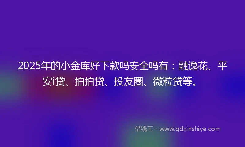 2025年的小金库好下款吗安全吗有：融逸花、平安i贷、拍拍贷、投友圈、微粒贷等。