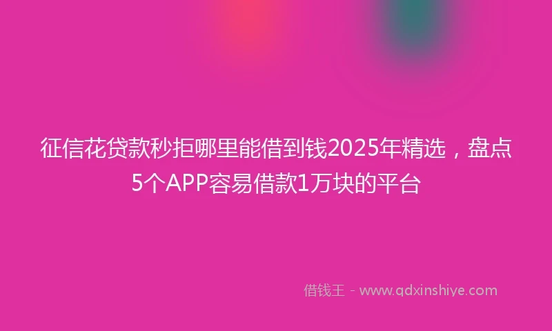 征信花贷款秒拒哪里能借到钱2025年精选，盘点5个APP容易借款1万块的平台