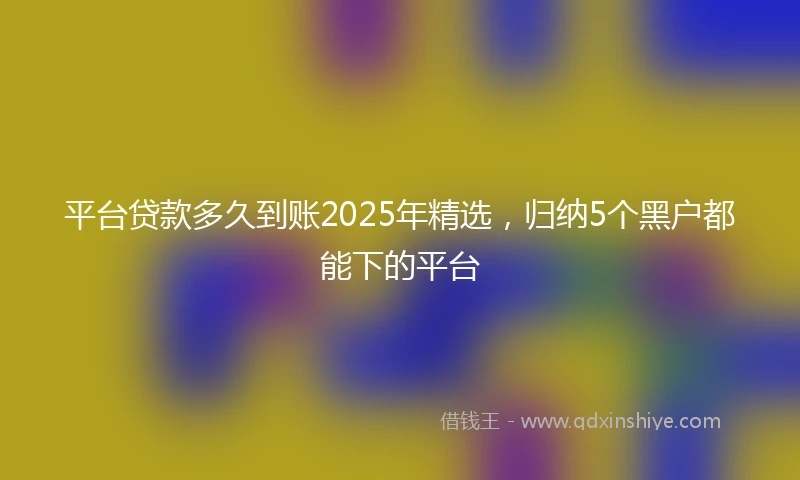 平台贷款多久到账2025年精选，归纳5个黑户都能下的平台
