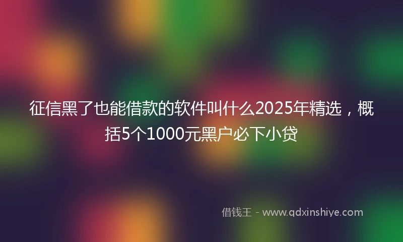 征信黑了也能借款的软件叫什么2025年精选，概括5个1000元黑户必下小贷