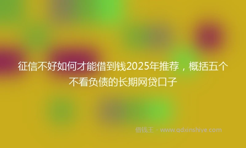 征信不好如何才能借到钱2025年推荐，概括五个不看负债的长期网贷口子