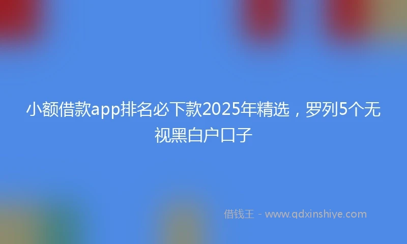 小额借款app排名必下款2025年精选，罗列5个无视黑白户口子