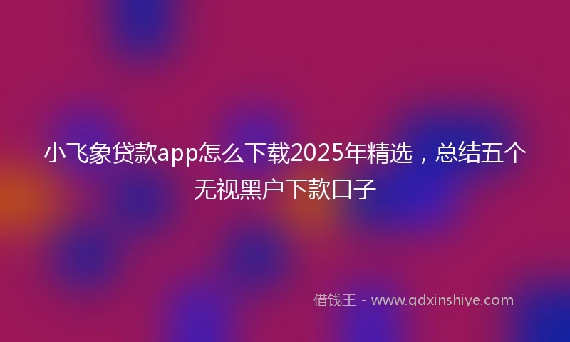 小飞象贷款app怎么下载2025年精选,总结五个无视黑户下款口子