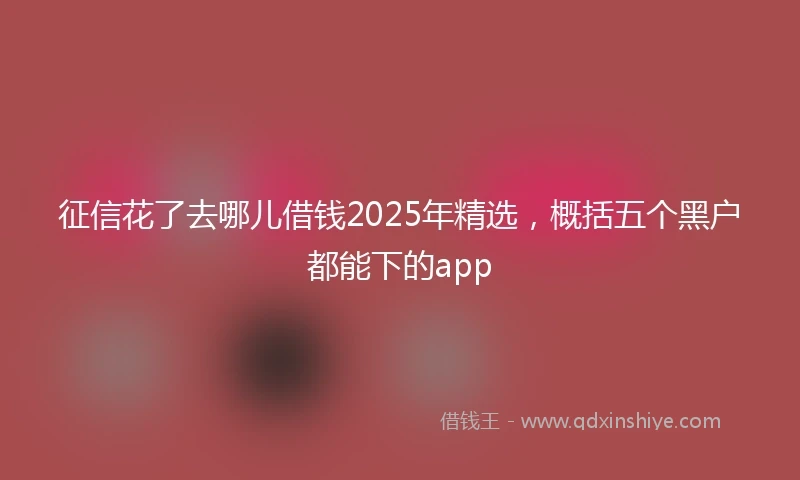 征信花了去哪儿借钱2025年精选,概括五个黑户都能下的app