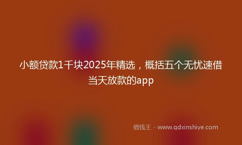 小额贷款1千块2025年精选，概括五个无忧速借当天放款的app