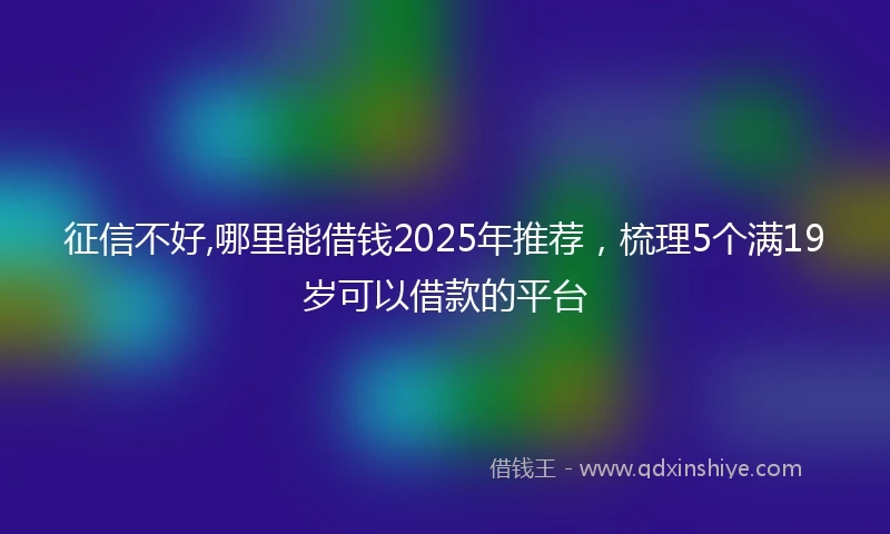 征信不好,哪里能借钱2025年推荐，梳理5个满19岁可以借款的平台