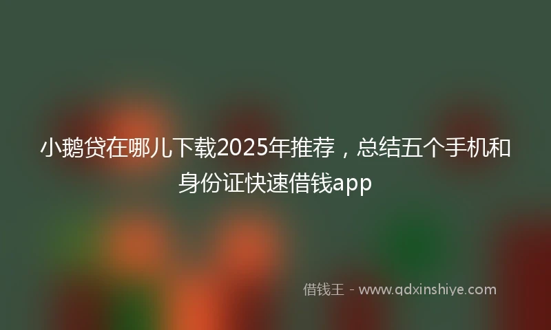 小鹅贷在哪儿下载2025年推荐,总结五个手机和身份证快速借钱app
