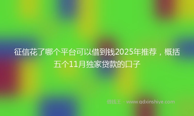 征信花了哪个平台可以借到钱2025年推荐，概括五个11月独家贷款的口子