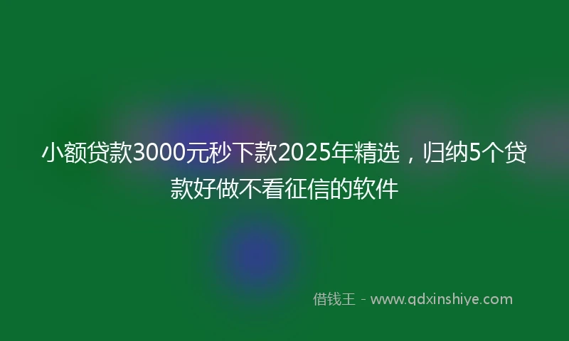 小额贷款3000元秒下款2025年精选，归纳5个贷款好做不看征信的软件