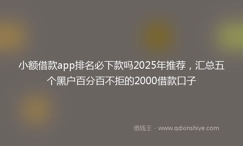 小额借款app排名必下款吗2025年推荐，汇总五个黑户百分百不拒的2000借款口子