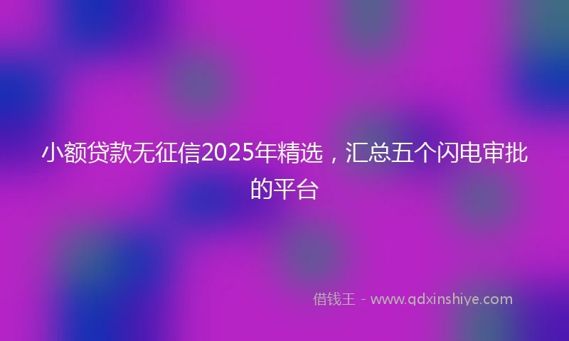 小额贷款无征信2025年精选，汇总五个闪电审批的平台