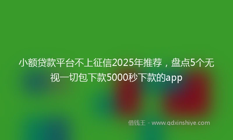 小额贷款平台不上征信2025年推荐，盘点5个无视一切包下款5000秒下款的app