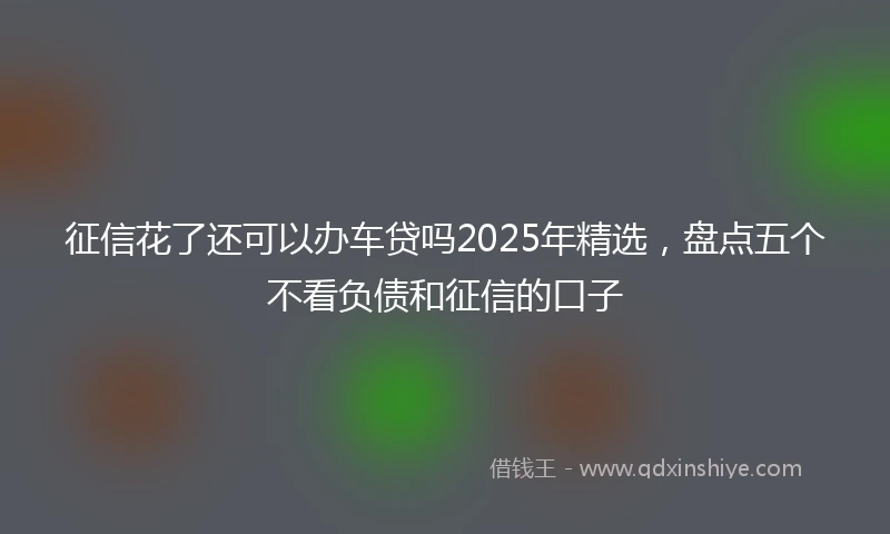 征信花了还可以办车贷吗2025年精选，盘点五个不看负债和征信的口子