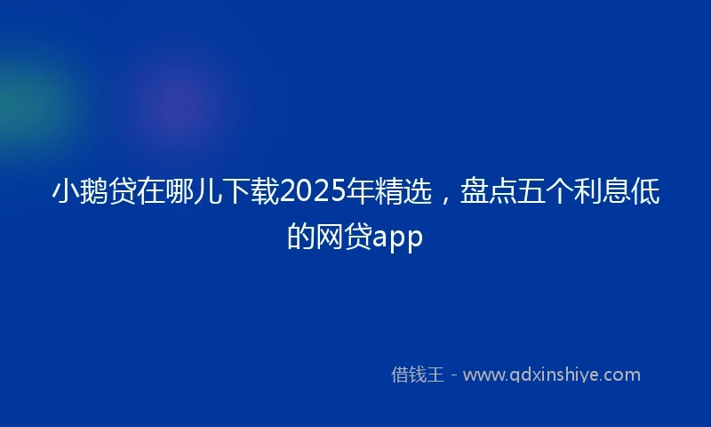 小鹅贷在哪儿下载2025年精选，盘点五个利息低的网贷app