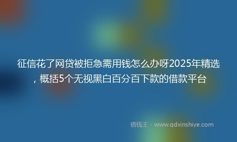 征信花了网贷被拒急需用钱怎么办呀2025年精选，概括5个无视黑白百分百下款的借款平台