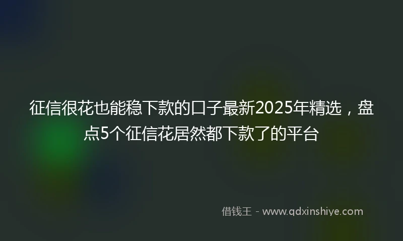 征信很花也能稳下款的口子最新2025年精选，盘点5个征信花居然都下款了的平台