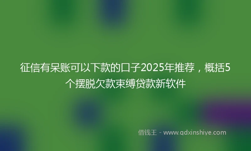 征信有呆账可以下款的口子2025年推荐，概括5个摆脱欠款束缚贷款新软件