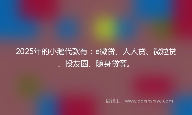 2025年的小鹅代款有:e微贷、人人贷、微粒贷、投友圈、随身贷等。